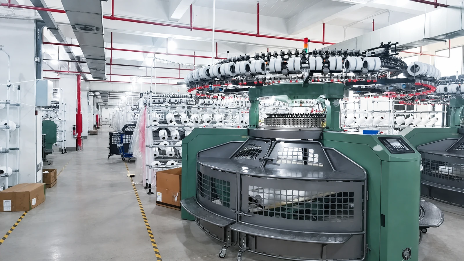 Circular knitting workshop at Shengchao Textile